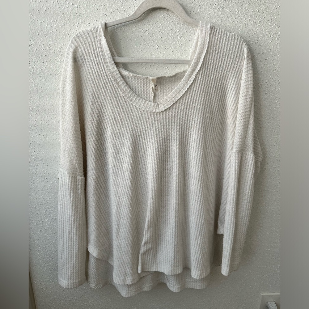 White oversized top with hood